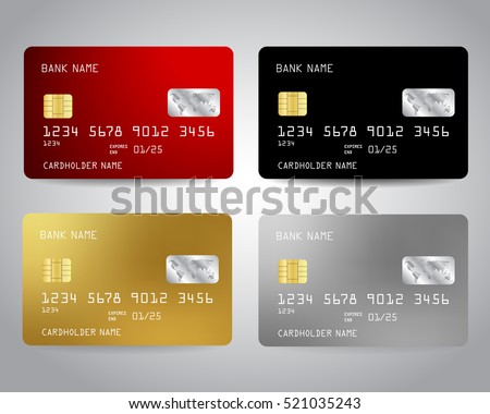 Realistic detailed credit cards set with colorful abstract design background. Golden credit card. Silver credit card. Vector illustration design EPS10 Imagine de stoc © 
