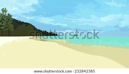 Beach Landscape, vector eps10 illustration