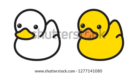 duck vector icon logo rubber duck bath shower cartoon character illustration bird farm animal symbol doodle