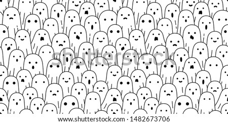 Ghost seamless pattern Halloween vector spooky scarf isolated repeat wallpaper tile background devil evil cartoon illustration doodle gift wrap paper white design