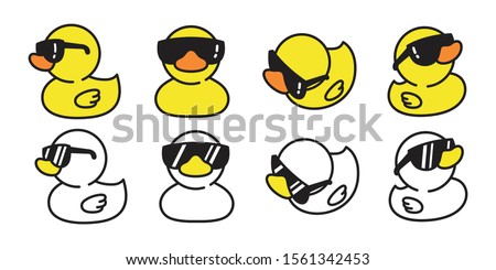 duck vector rubber duck icon logo sunglasses cartoon character illustration bird farm animal doodle design