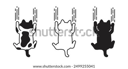 cat vector black kitten scratch hanging calico neko icon pet cartoon character munchkin illustration symbol clip art isolated