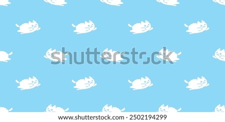 cat seamless pattern fluffy kitten jumping cloud calico neko vector cartoon pet doodle gift wrapping paper tile background repeat wallpaper scarf isolated illustration design