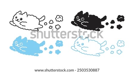 cat vector fluffy kitten jumping icon logo cloud calico neko cartoon pet doodle symbol isolated illustration design