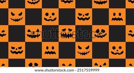 pumpkin seamless pattern halloween vector jack o lantern checked cartoon character doodle tile background scarf isolated gift wrapping paper repeat wallpaper