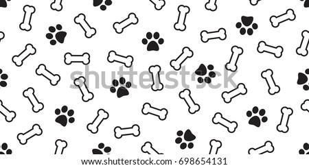 Dog Bone vector dog paw doodle Seamless pattern isolated wallpaper background