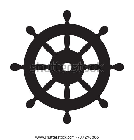 Helm Anchor vector icon logo Nautical maritime sea ocean boat illustration