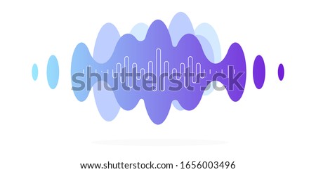 Vibrations, audio message, blue cloud with a white thin frequency line. Modern minimalistic illustration, vector file.