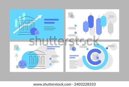 Banking and investments. Simple flat style presentation slides, infographic set. Vector file.