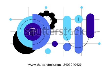 Charts with dollar sign. Coins, analysis, earnings. Fintech concept. Infographic flat illustration. Presentation slide. Vector file.