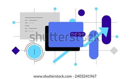 E-wallet, development, coding. Coins, growth, analysis, earnings. Fintech concept. Infographic flat illustration. Presentation slide. Vector file.