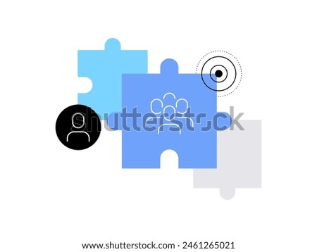 Puzzles with users avatars. Users, person and team. Human resources. Flat web illustration. Vector file.