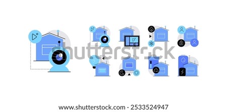 Smart home. Set of doodles, flat icons. Vector file.