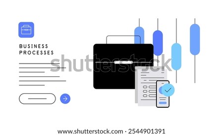 Business processes. Web banner, presentation slide. Flat illustration. Vector file.