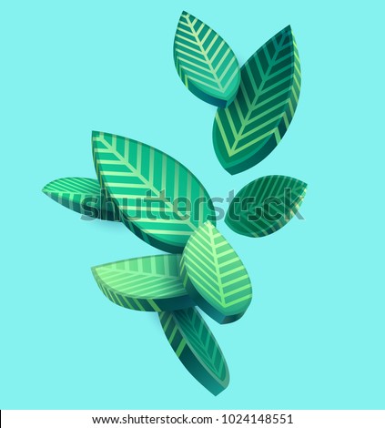 Composition of 3D stylized leaves 