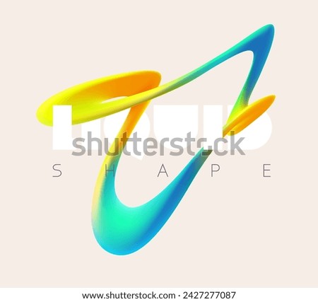 Liquid 3D geometric shapes. Colored form of spiral line. Abstract poster design.