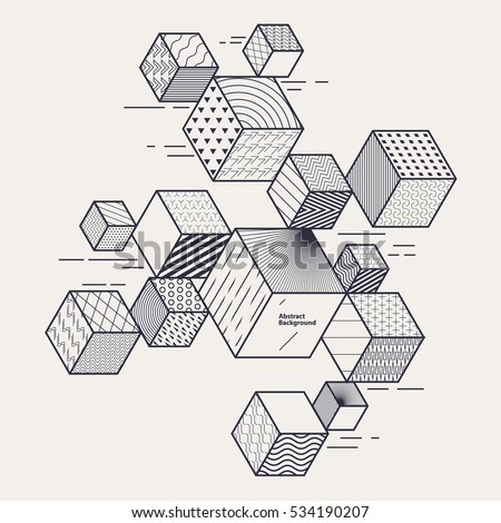 Abstract geometric composition with decorative cubes
