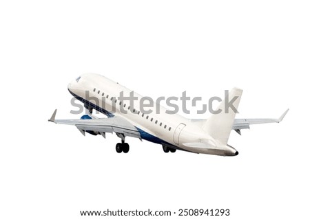 Similar – Image, Stock Photo An airplane takes off into the diffusely glowing sky