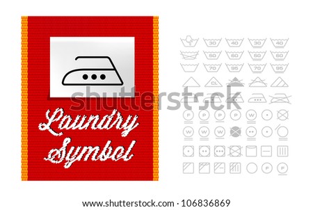 Washing symbols on clothing label. Vector set