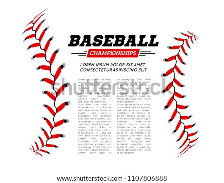 Baseball ball text frame on white background.