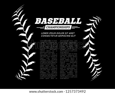 Baseball ball text frame on black background. Vector