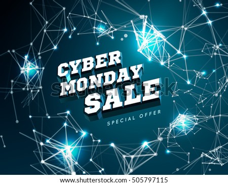 Cyber monday vector illustration. Sale banner. Special offer advertisement proposal. Discount 75% off