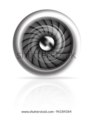 Jet engine front view isolated on white