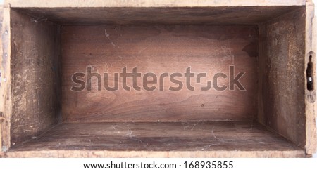 empty wooden box inside view