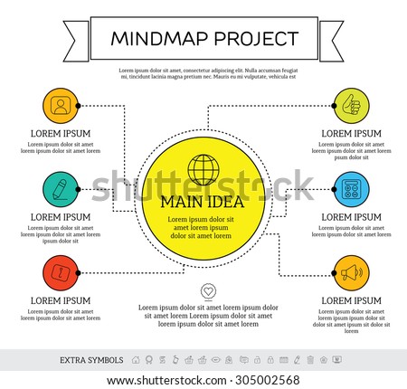 Mindmap, scheme infographic design concept with circles and icons.