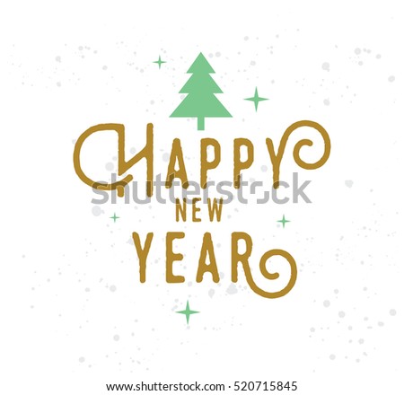 Happy New Year 2017 Text Design. Logo, Typography. Usable As Banner, Greeting Card, Gift Package