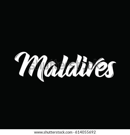 maldives, text design. Vector calligraphy. Typography poster. Usable as background.