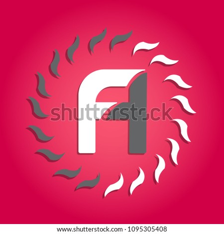 FA letters abstract logotype design with circle ornament