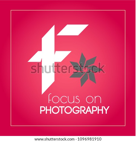 Abstract logotype template letter f with aperture sign for photography