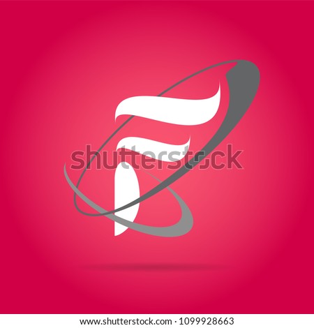 Letter F stylized abstract logotype typographic design