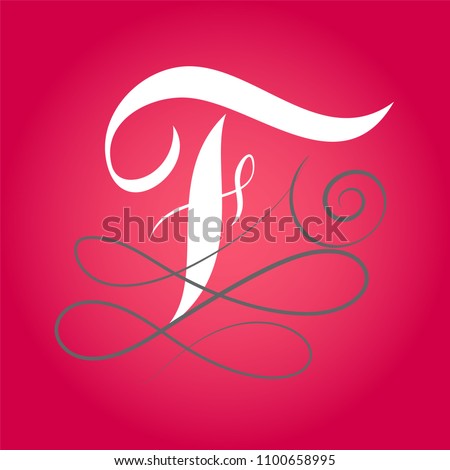 F copperplate calligraphy logo design template