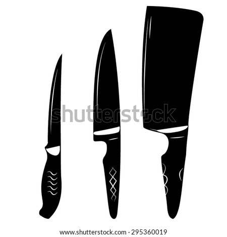 Chef Knives Vector Illustration, Meat Cleaver, Fillet Knife, Chef Knife ...