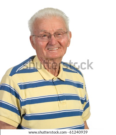 Happy Old Man Smiling. Shot Against A White Background Stock Photo ...