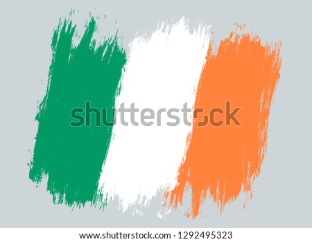 Vector vintage Ireland flag. Drawing flag of Ireland.