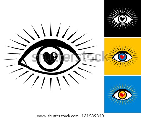 eye with the pupil in the form of heart