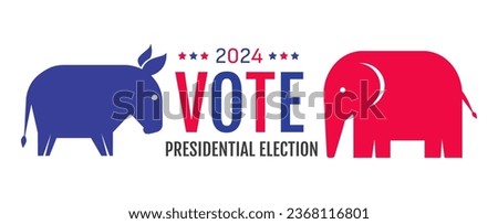 Vector banner for 2024 presidential election in USA. Vector poster with typography for election of president. Vote 2024.