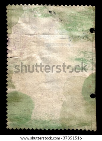 The old shabby paper on the isolated black background