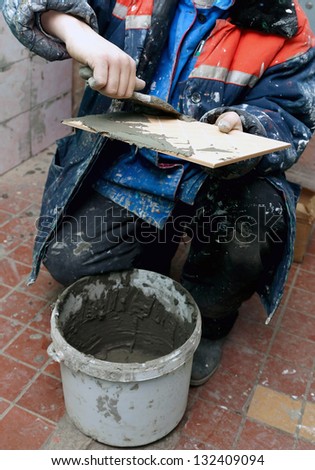 Real photo of a tile laying
