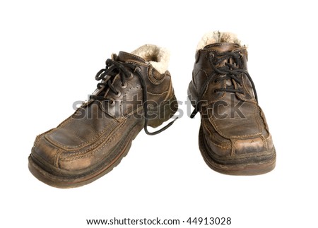 Dirty Winter Boots On White Background. Stock Photo 44913028 : Shutterstock
