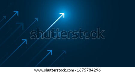 light up arrow dark blue background business growth competition concept