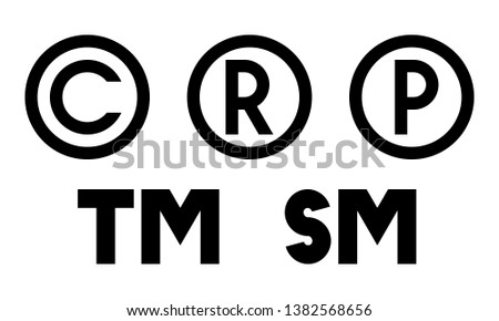 copyright, registered, sound recording copyright, trademark, service mark - intellectual property vector symbols