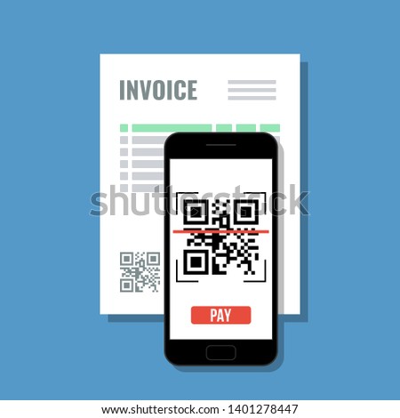 pay invoice by qr code with mobile phone, online payment with smartphone