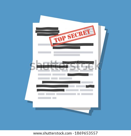 confidential document with top secret stamp and hidden parts of text