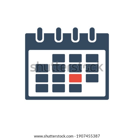calendar grid with one selected day, flat vector bicilor icon