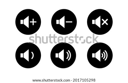 speaker volume solid icons set isolated on white background