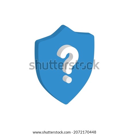 white question mark on blue shield, 3d isometric icon